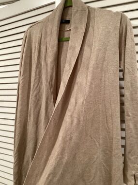 Mango Beige Shawl Collar Cardigan Open Front S very oversized